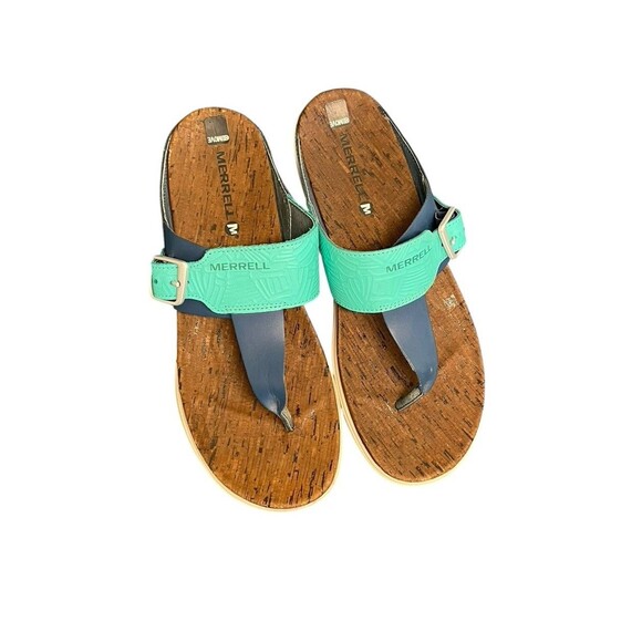 Merrell Leather T-Strap Around Town Buckle Thong Sandals Womens US 9 Comfort - Picture 4 of 8